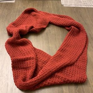 Burgundy Red, knit infinity scarf